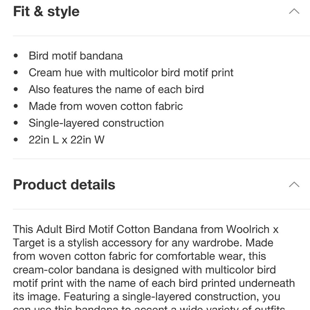 Woolrich x Target Cream Bird Motif Bandana - Picture 4 of 8